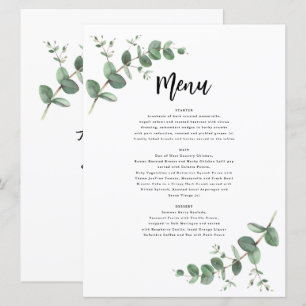 Moderne minimale Eukalyptus einfache, elegante Hoc Menükarte