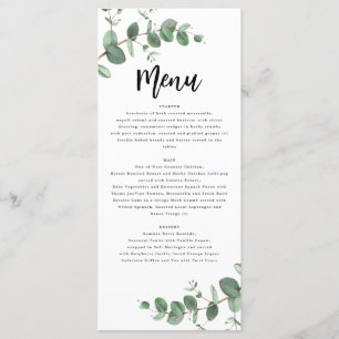 Moderne minimale Eukalyptus einfache elegante Hoch Menükarte