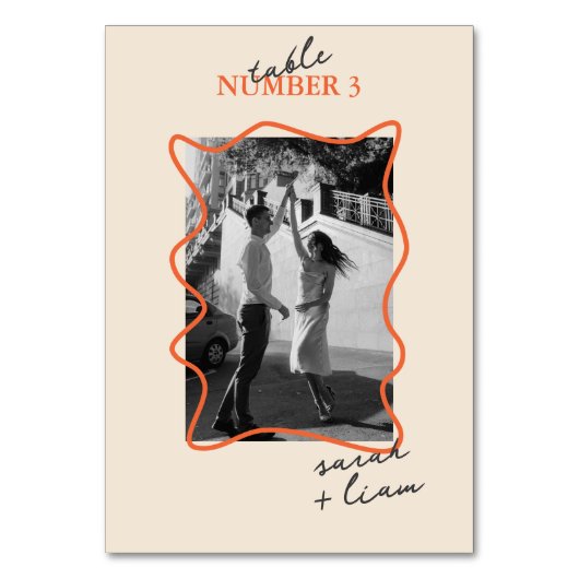 Moderne minimale Farbenbeige | TISCHNUMMER (Rückseite)