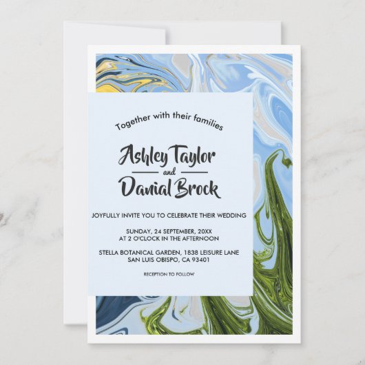 Moderne minimale farbenfrohe Abstrakte Hochzeit Einladung (Vorderseite)