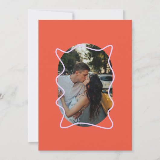 Moderne minimale farbenfrohe Orange Green Wedding Einladung (Rückseite)