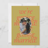 Moderne minimale farbenfrohe Orange Green Wedding Einladung (Rückseite)