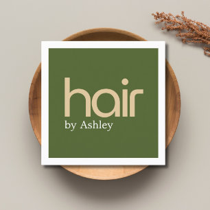 Moderne Minimale Faux-Metall-Olivgrün-Fette Salon Quadratische Visitenkarte