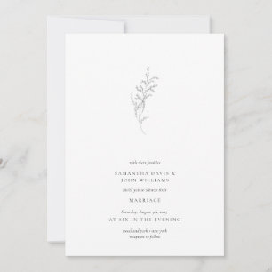 Moderne minimale feine ästhetische Sprig-Hochzeit Einladung
