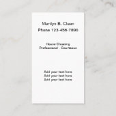 Moderne minimale fett-schwarz-weiße Reinigung Visitenkarte (Rückseite)