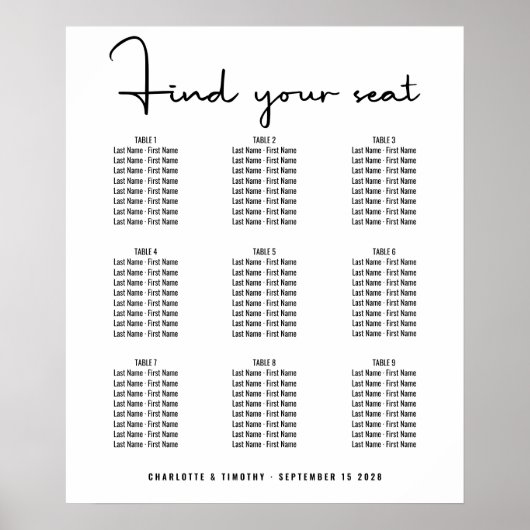 Moderne, minimale, fette Schriftzeichen für Hochze Poster (Vorne)