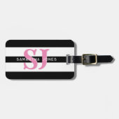 Moderne minimale fette Streifen Initialen rosa Mon Gepäckanhänger (Vorderseite horizontal)