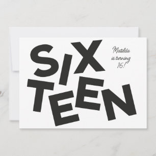 Moderne minimale fette Typografie 16. Geburtstag Einladung