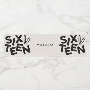 Moderne minimale fette Typografie 16. Geburtstag Wasserflaschenetikett