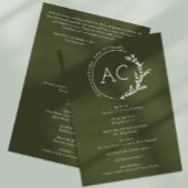 Moderne minimale Foliage Rahmen Olive Green Weddin Programm