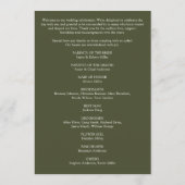 Moderne minimale Foliage Rahmen Olive Green Weddin Programm (Rückseite)