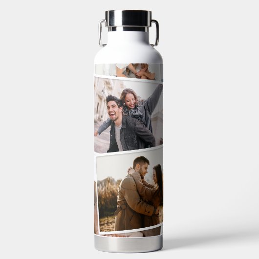 Moderne minimale Foto-Collage elegant Trinkflasche (Vorderseite)