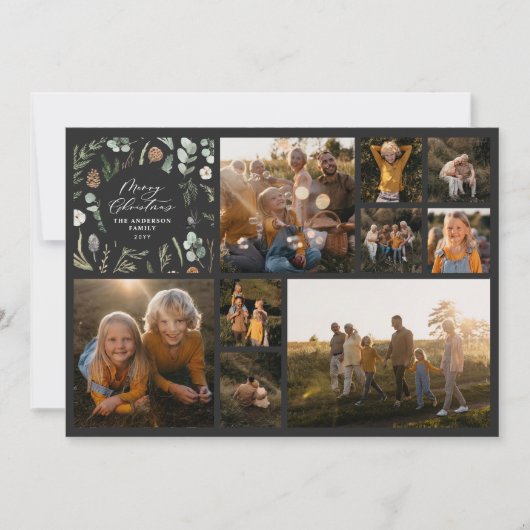Moderne minimale Foto-Collage schwarz Weihnachten (Vorderseite)