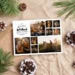 Moderne minimale Foto Collage Weihnachten elegant<br><div class="desc">Modernes,  minimales Skript Urlaub Foto Collage Schwarz-Weiß Weihnachtskarte. Traditioneller Vater Weihnachten Weihnachten und Schlitten Shilouette Design.</div>