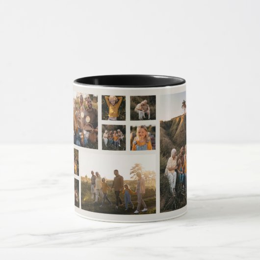 Moderne minimale Foto Collage Weihnachtscreme Tasse (Zentrum)