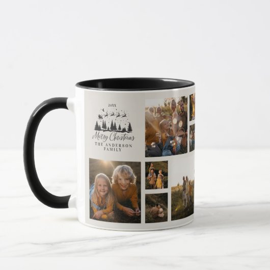Moderne minimale Foto Collage Weihnachtscreme Tasse (Links)