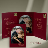 Moderne minimale Foto Hochzeit rsvp Details Bordea Dreifach Gefaltete Einladung