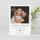 Moderne minimale Foto-LGBTQ Save the Date (Stehend Vorderseite)