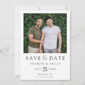 Moderne minimale Foto-LGBTQ Save the Date (Vorderseite)