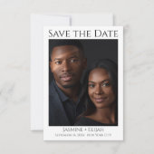 Moderne minimale Foto-QR-Code Schwarz Weiß Save The Date (Vorderseite)
