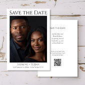 Moderne minimale Foto-QR-Code Schwarz Weiß Save The Date