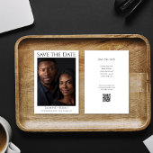 Moderne minimale Foto-QR-Code Schwarz Weiß Save The Date