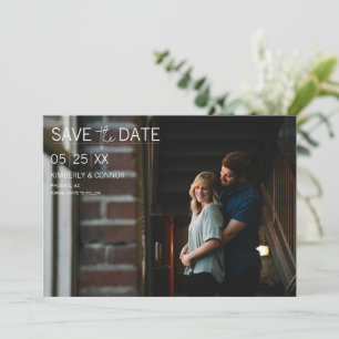 Moderne Minimale Foto-Save-the-Date-Karte Weiß Save The Date