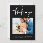 Moderne minimale Foto Schwarze Hochzeit danke Kart Einladung (Vorderseite)