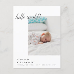 Moderne minimale Fotocollage Geburt Ankündigungspostkarte