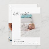 Moderne minimale Fotocollage Geburt Ankündigungspostkarte (Vorne/Hinten)