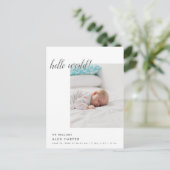 Moderne minimale Fotocollage Geburt Ankündigungspostkarte (Stehend Vorderseite)
