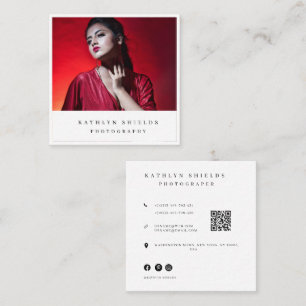 Moderne minimale Fotografen-QR-Code-Foto Quadratische Visitenkarte