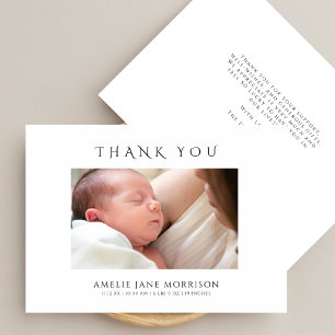 Moderne Minimale Fotoleiste Baby Shower Dankeskarte