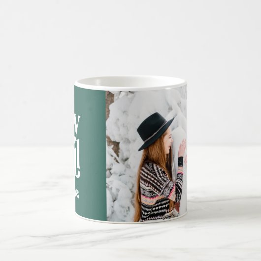 Moderne minimale freudige Typografie Foto Urlaub Kaffeetasse (Mittel)