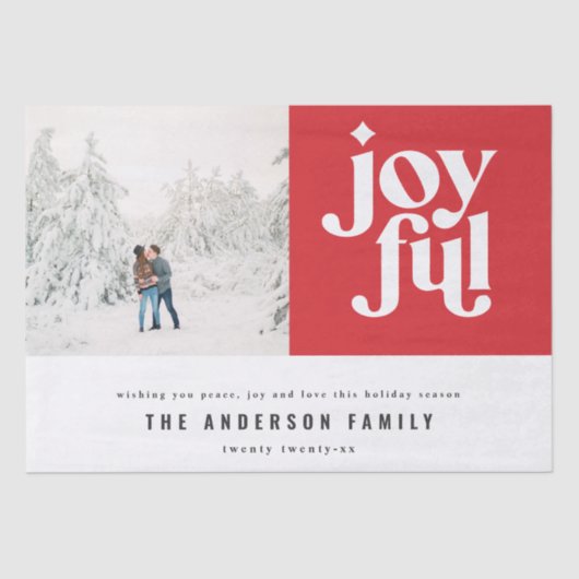 Moderne minimale freudige Typografie Foto Urlaub Seidenpapier (Vorderseite)