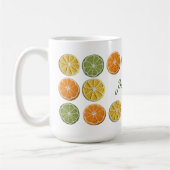 Moderne minimale Frischkreuz Zitrusfrüchte Name Kaffeetasse (Links)