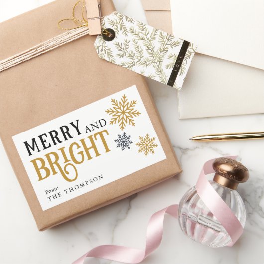 Moderne minimale frohe und helle Weihnachten Rechteckiger Aufkleber (Schenken)