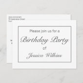 Moderne Minimale Geburtstagsparty Einladung Postka (Vorne/Hinten)