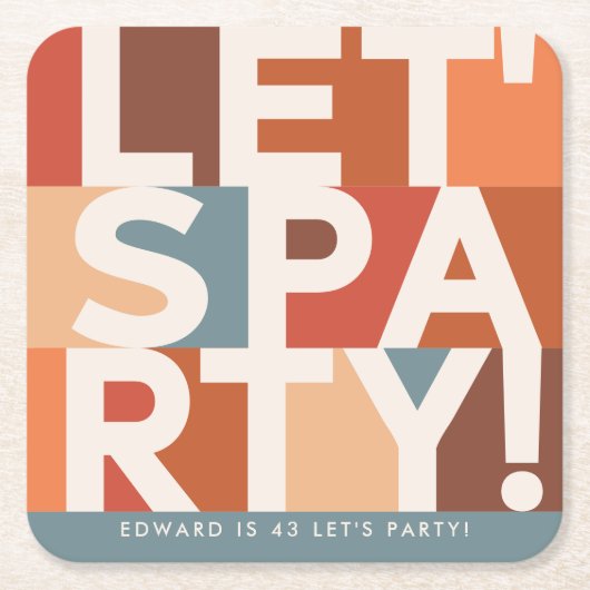 Moderne minimale gelassen Party fett grafisch Rechteckiger Pappuntersetzer (Vorderseite)