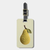 Moderne minimale gelbe Crochet-Birne-Marke Gepäckanhänger (Vorderseite vertikal)