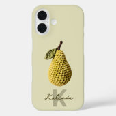 Moderne minimale gelbe Crochet Pear Monogram Name Case-Mate iPhone Hülle (Rückseite)