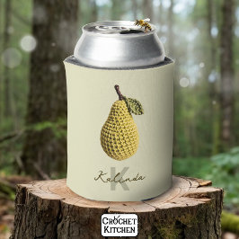 Moderne minimale gelbe Crochet Pear Monogram Name Dosenkühler