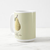 Moderne minimale gelbe Crochet Pear Monogram Name Kaffeetasse (Vorderseite Links)