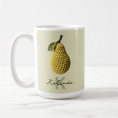 Moderne minimale gelbe Crochet Pear Monogram Name Kaffeetasse (Links)