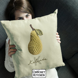 Moderne minimale gelbe Crochet Pear Monogram Name Kissen