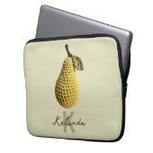 Moderne minimale gelbe Crochet Pear Monogram Name Laptopschutzhülle (Vorderseite Links)