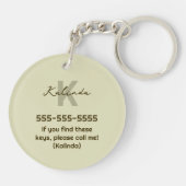 Moderne minimale gelbe Crochet Pear Monogram Name Schlüsselanhänger (Rückseite)