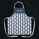 Moderne minimale geometrische Marine Weihnachtsgra Schürze<br><div class="desc">Moderner geometrischer Weihnachtsbaum blau-weiß kühn grafischer Feiertag backen Schürze Design</div>