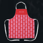 Moderne minimale geometrische rosa Weihnachten Schürze<br><div class="desc">Moderne geometrische Weihnachtsbaum rot und rosa fett grafisch minimale Feiertage Backen Schürze Design</div>