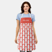 Moderne minimale geometrische rote Weihnachtsgrafi Schürze (Getragen)